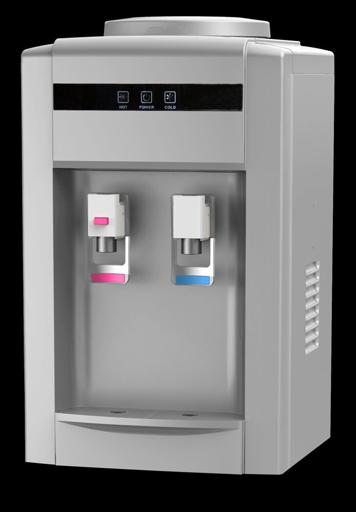 Countertop desk type water dispenser with custom retail packaging graphics