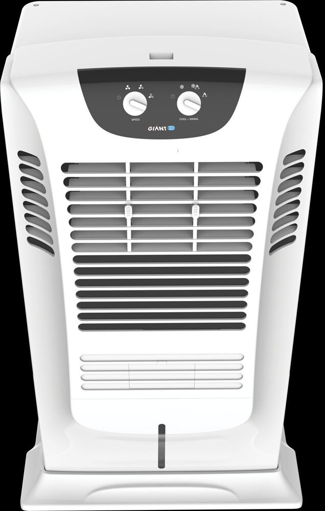 Evaporative desert air cooler unit and industrial bulk packaging design