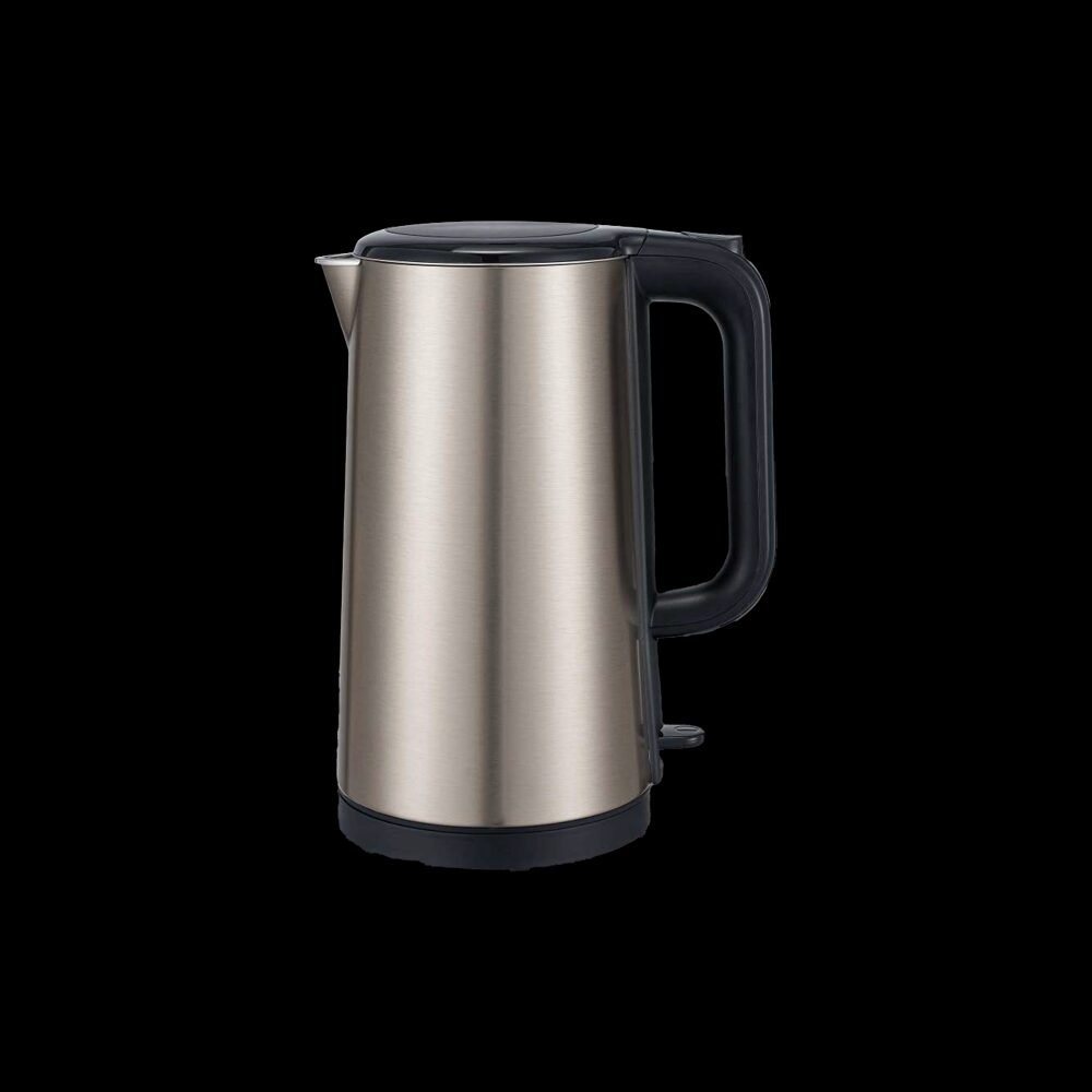 Stainless steel electric kettle with professional retail packaging design